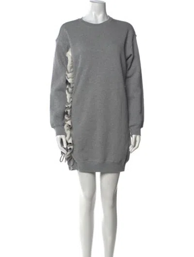 Pre-owned Msgm Crew Neck Mini Dress In Grey