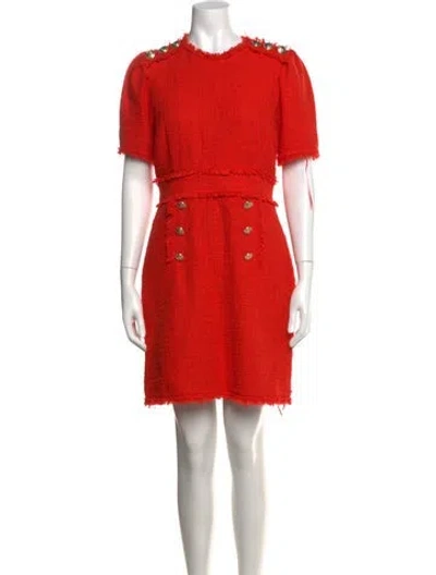 Pre-owned Msgm Crew Neck Mini Dress In Orange
