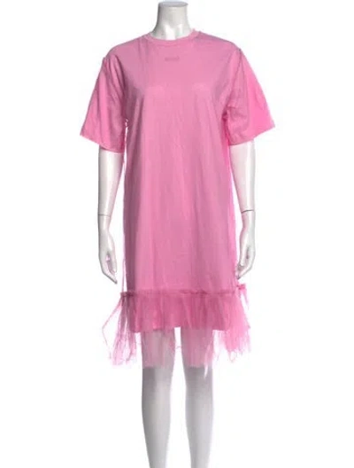 Pre-owned Msgm Crew Neck Mini Dress In Pink