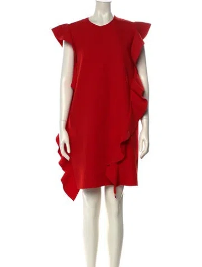 Pre-owned Msgm Crew Neck Mini Dress In Red