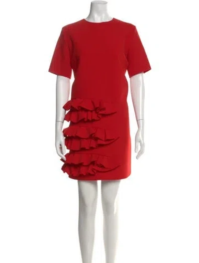 Pre-owned Msgm Crew Neck Mini Dress In Red