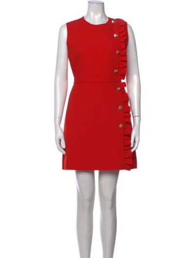 Pre-owned Msgm Crew Neck Mini Dress In Red