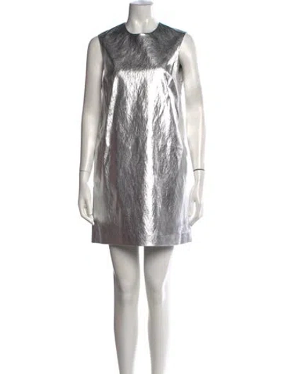Pre-owned Msgm Crew Neck Mini Dress W/ Tags In Silver