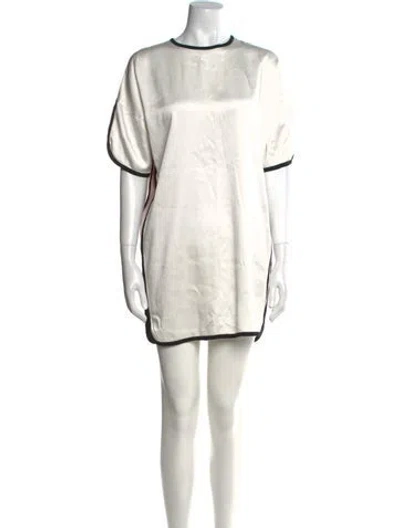 Pre-owned Msgm Crew Neck Mini Dress In White