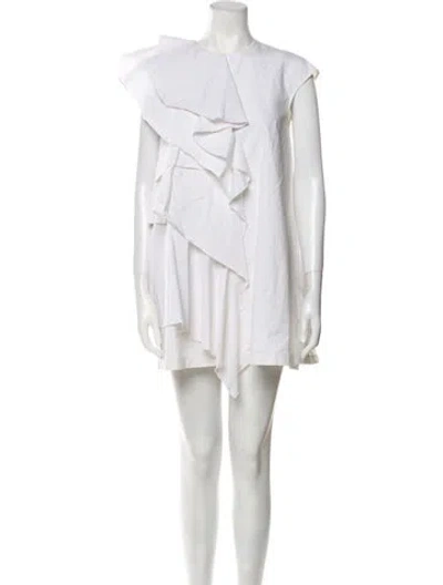 Pre-owned Msgm Crew Neck Mini Dress In White