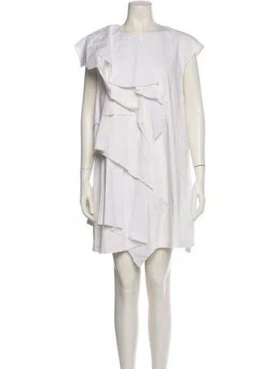 Pre-owned Msgm Crew Neck Mini Dress In White