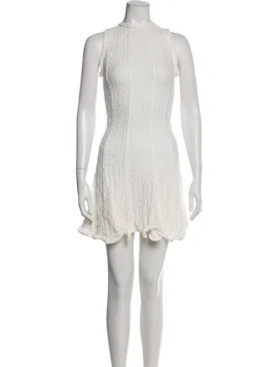 Pre-owned Msgm Crew Neck Mini Dress In White