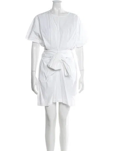 Pre-owned Msgm Crew Neck Mini Dress In White