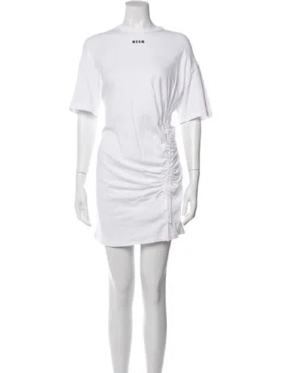 Pre-owned Msgm Crew Neck Mini Dress In White