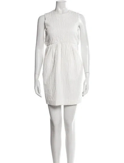Pre-owned Msgm Crew Neck Mini Dress In White