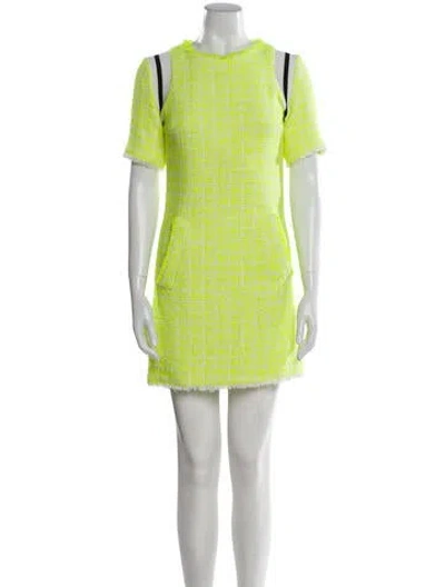 Pre-owned Msgm Crew Neck Mini Dress In Yellow