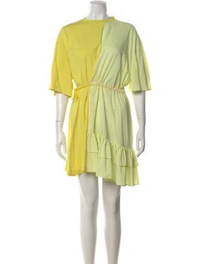 Pre-owned Msgm Crew Neck Mini Dress In Yellow