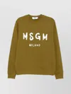 Msgm Crew Neck Ribbed Cuff Knit Sweatshirt In Brown