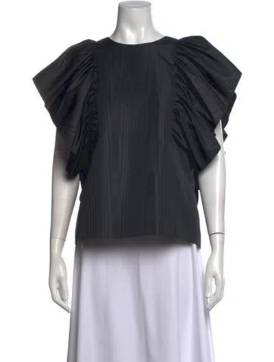 Pre-owned Msgm Crew Neck Short Sleeve Blouse In Black