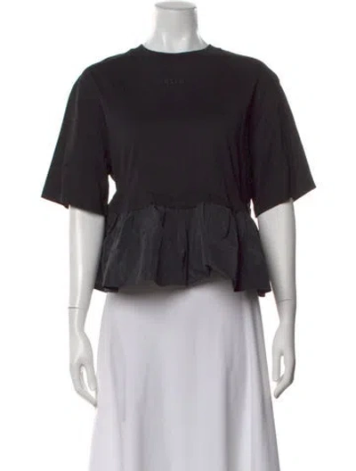 Pre-owned Msgm Crew Neck Short Sleeve Crop Top In Black