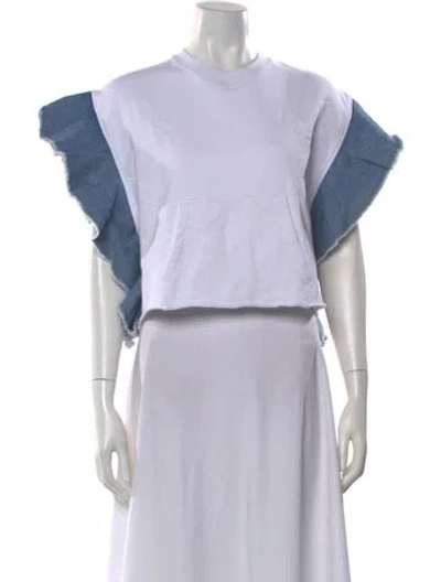 Pre-owned Msgm Crew Neck Short Sleeve Crop Top In Multi