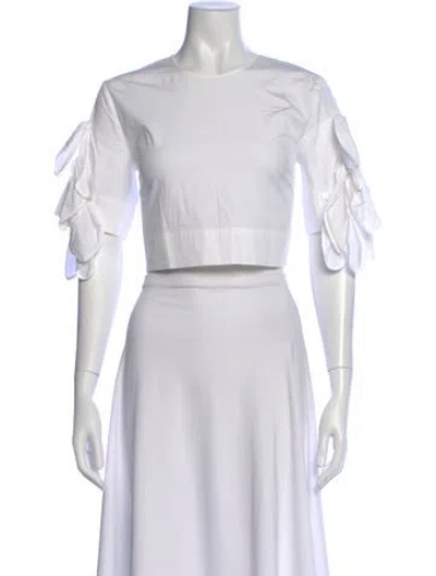 Pre-owned Msgm Crew Neck Short Sleeve Crop Top In Neutral