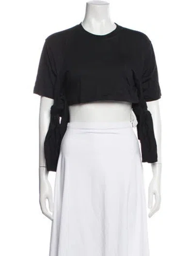 Pre-owned Msgm Crew Neck Short Sleeve Crop Top W/ Tags In Black