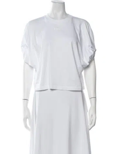 Pre-owned Msgm Crew Neck Short Sleeve Crop Top In White