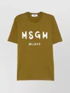 Msgm Cotton T-shirt With Front Printed Logo In Green