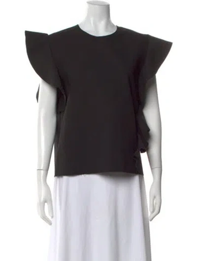 Pre-owned Msgm Crew Neck Short Sleeve Top In Black