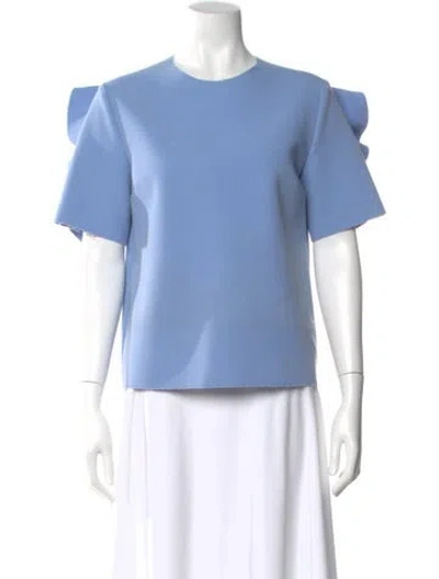 Pre-owned Msgm Crew Neck Short Sleeve Top In Blue