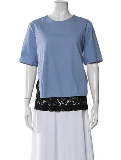 Pre-owned Msgm Crew Neck Short Sleeve Top In Blue