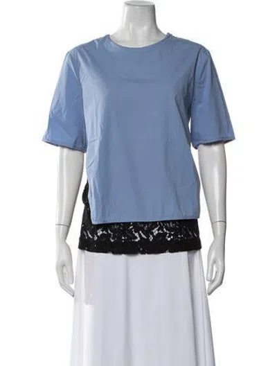Pre-owned Msgm Crew Neck Short Sleeve Top In Blue