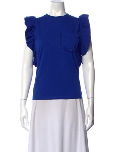 Pre-owned Msgm Crew Neck Short Sleeve Top In Blue