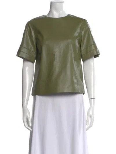 Pre-owned Msgm Crew Neck Short Sleeve Top In Green