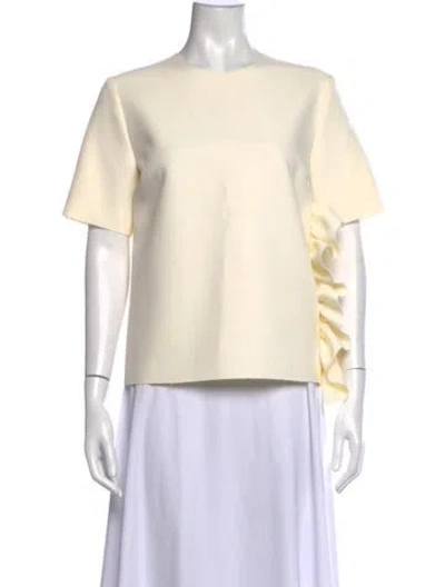 Pre-owned Msgm Crew Neck Short Sleeve Top In Neutrals