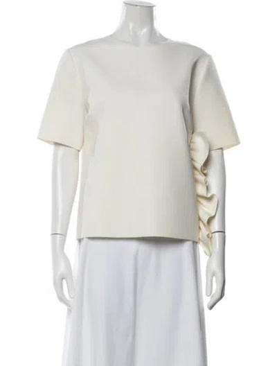 Pre-owned Msgm Crew Neck Short Sleeve Top In Neutrals