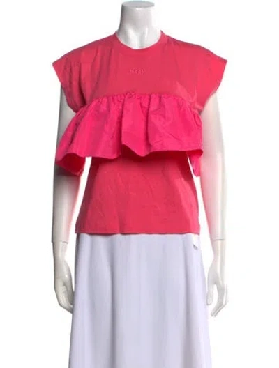 Pre-owned Msgm Crew Neck Short Sleeve Top In Pink