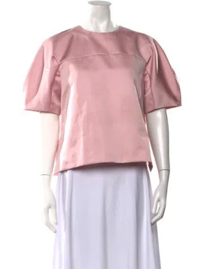 Pre-owned Msgm Crew Neck Short Sleeve Top In Pink