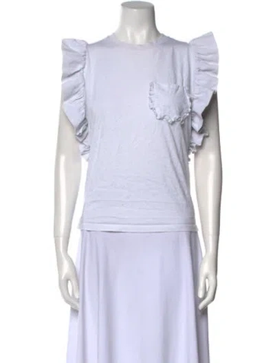 Pre-owned Msgm Crew Neck Short Sleeve Top In White