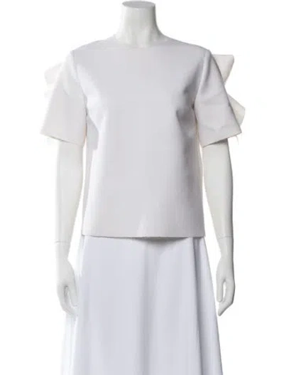 Pre-owned Msgm Crew Neck Short Sleeve Top In White
