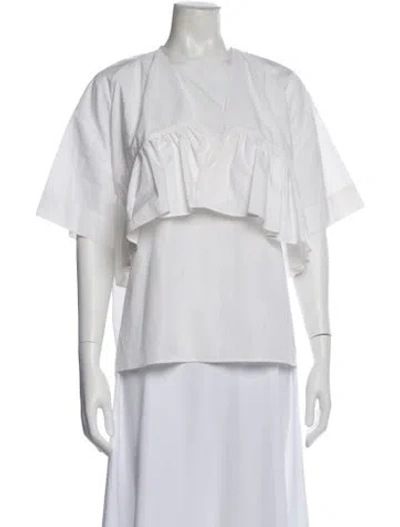 Pre-owned Msgm Crew Neck Short Sleeve Top In White