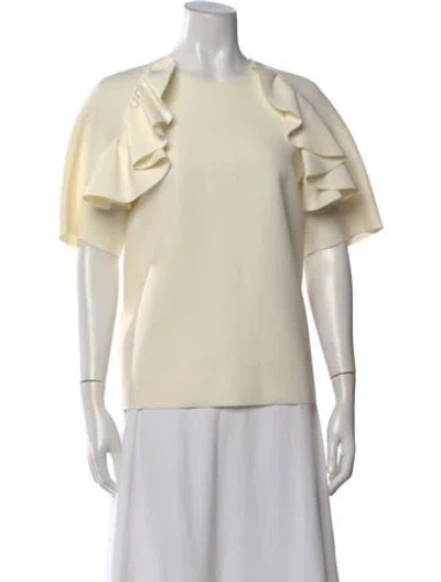 Pre-owned Msgm Crew Neck Short Sleeve Top In White