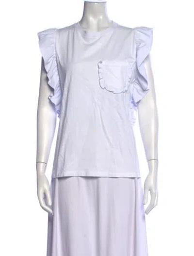 Pre-owned Msgm Crew Neck Short Sleeve Top In White