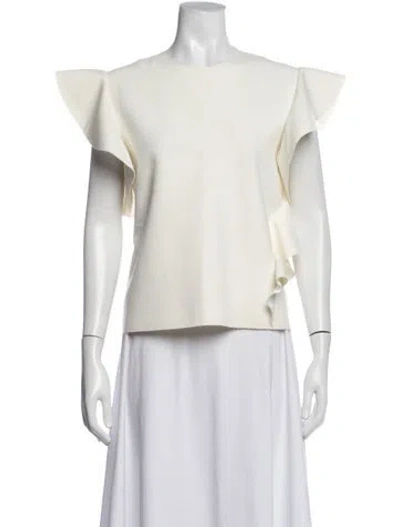 Pre-owned Msgm Crew Neck Short Sleeve Top In White
