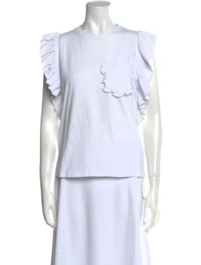 Pre-owned Msgm Crew Neck Short Sleeve T-shirt In White