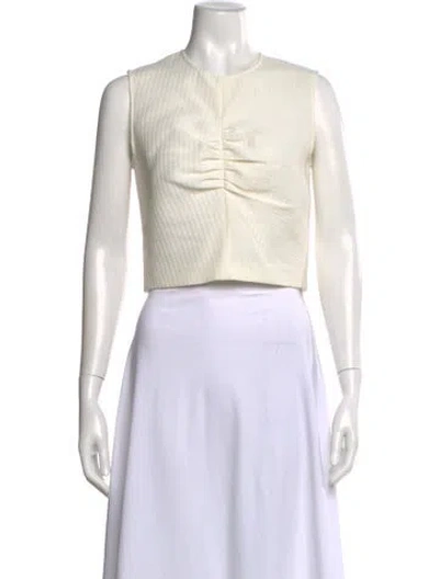 Pre-owned Msgm Crew Neck Sleeveless Crop Top In Neutral