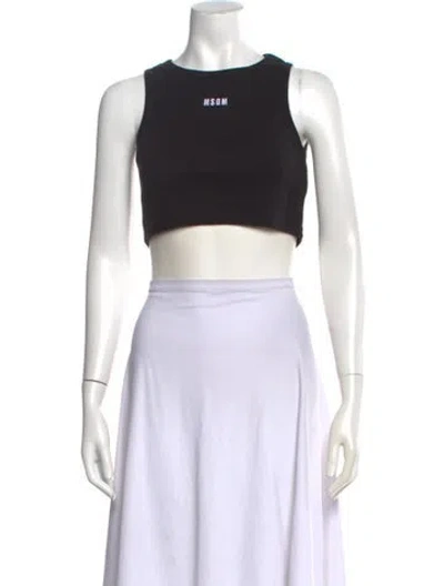 Pre-owned Msgm Crew Neck Sleeveless Crop Top In White