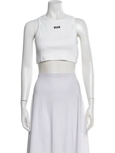 Pre-owned Msgm Crew Neck Sleeveless Crop Top In White
