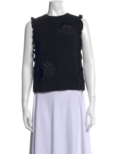 Pre-owned Msgm Crew Neck Sleeveless Top In Black