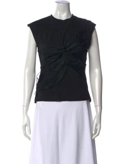 Pre-owned Msgm Crew Neck Sleeveless Top In Black