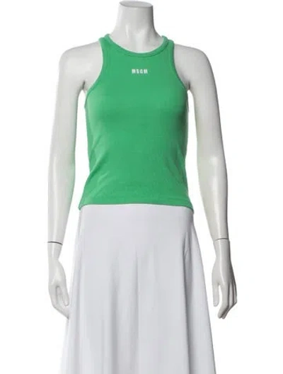 Pre-owned Msgm Crew Neck Sleeveless Top In Green