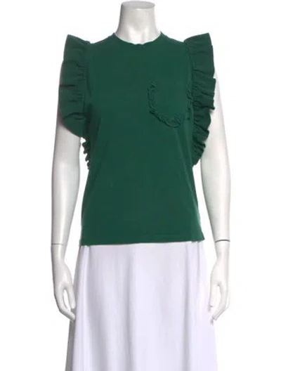 Pre-owned Msgm Crew Neck Sleeveless Top In Green