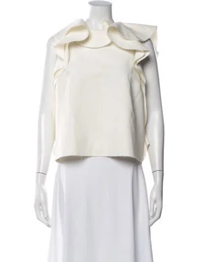 Pre-owned Msgm Crew Neck Sleeveless Top In Neutrals