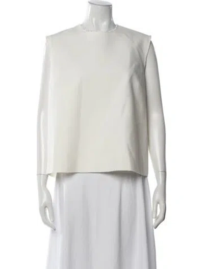 Pre-owned Msgm Crew Neck Sleeveless Top In White